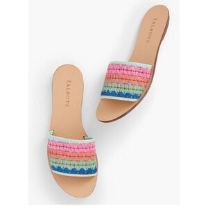 TALBOTS HANNAH ZIG-ZAG STRIPE STRAW SLIDES